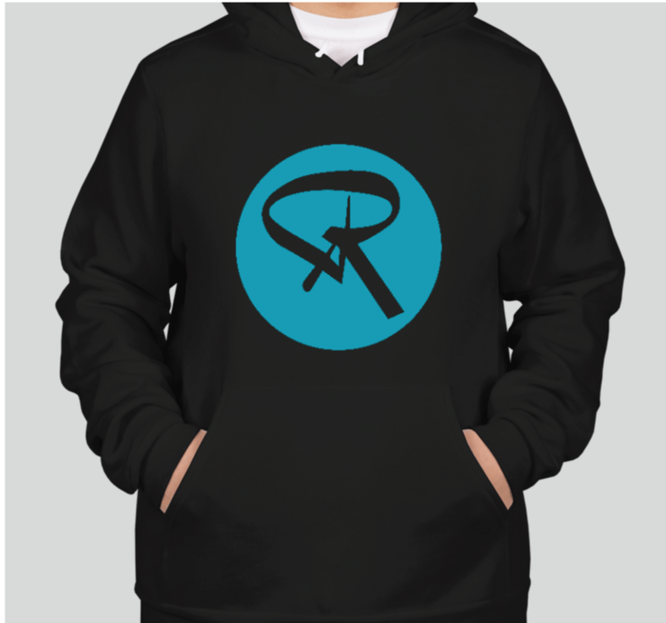 Circle R Rimini Coffee Hoodie - Black with Turquoise