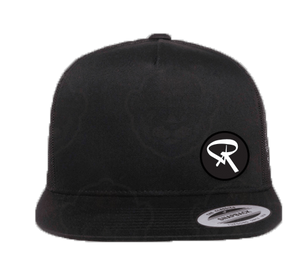 Flat Bill Trucker Hat Black with Circle R Patch
