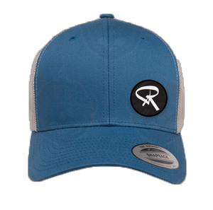 Trucker Hat Blue and Grey with Circle R Patch