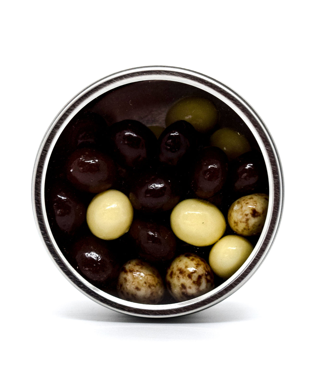 Blend of Semi-Sweet, Milk, and White Chocolate Covered Espresso Beans