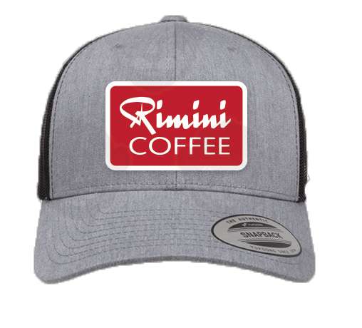 Trucker Hat Light Gray and Black with Rimini Coffee Patch